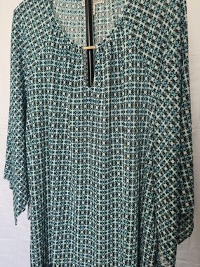 Dana Buchman Women's Blue Patterned Blouse - 2X